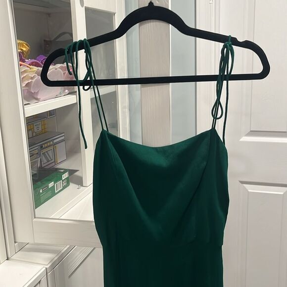 REFORMATION Finley Midi Dress, Tie Strap, Forest Green, Size 4 - Picture 4 of 12